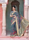Grey Colour Latest Fancy Wedding Wear Heavy Thread Zari And Cord Embroidery Weaved Silk Saree Collection 13511